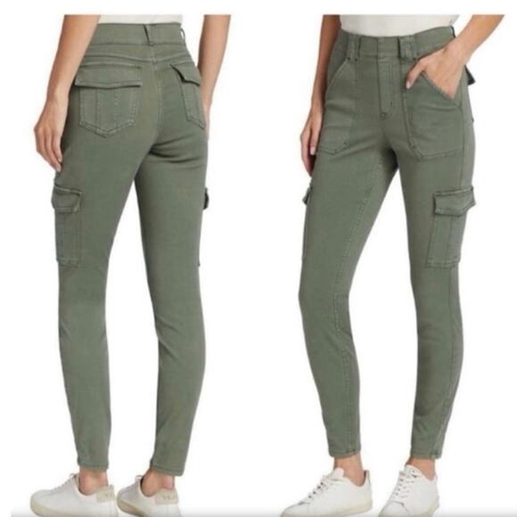 Spanx Stretch Twill Ankle Cargo Pants Sage Green NWT Sm - Picture 2 of 7